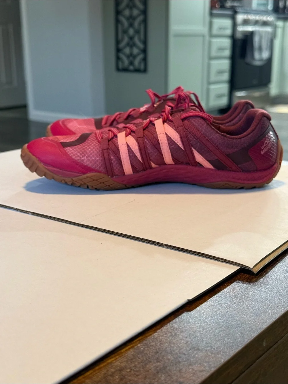 Merrell Vapor Glove Women’s Athletic Sneakers in Burgundy and Pink
